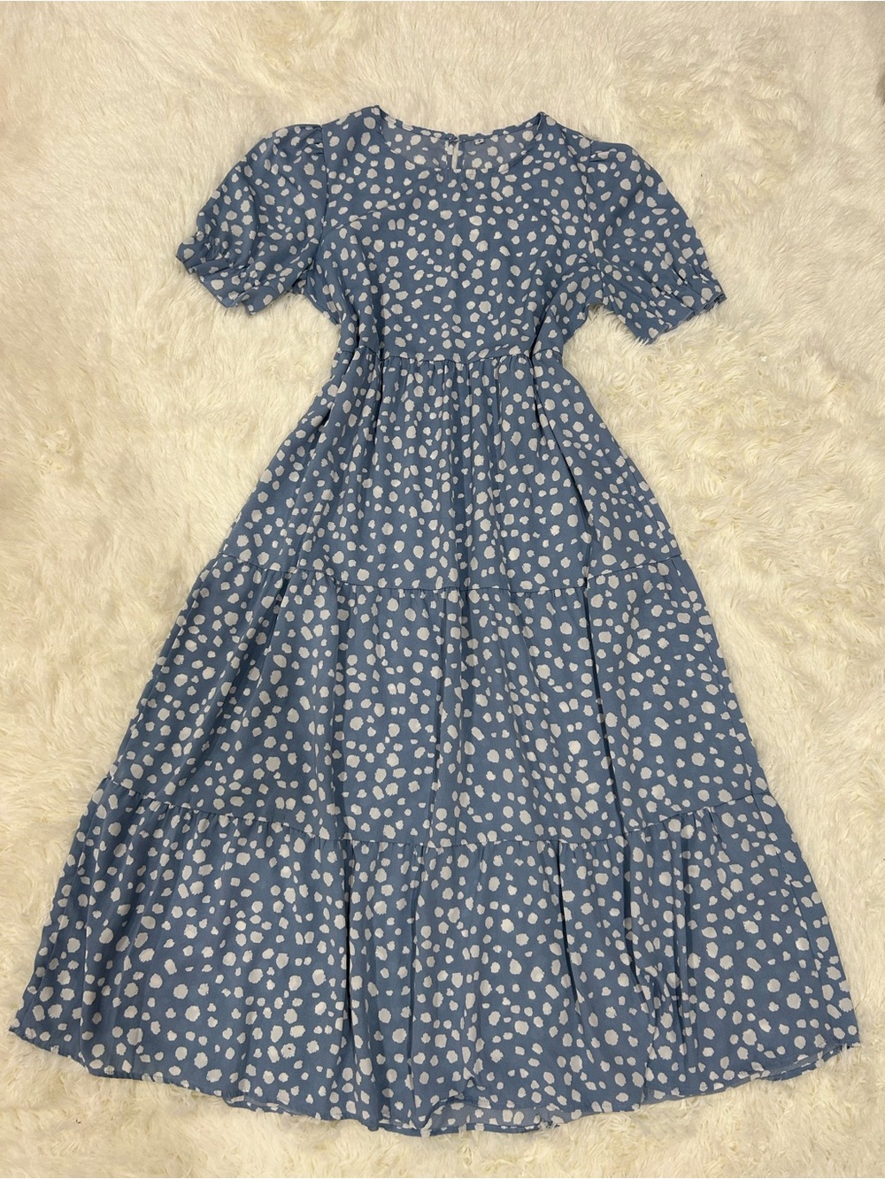 Blue Polka Dot Tiered Maxi Dress - Brand Unspecified